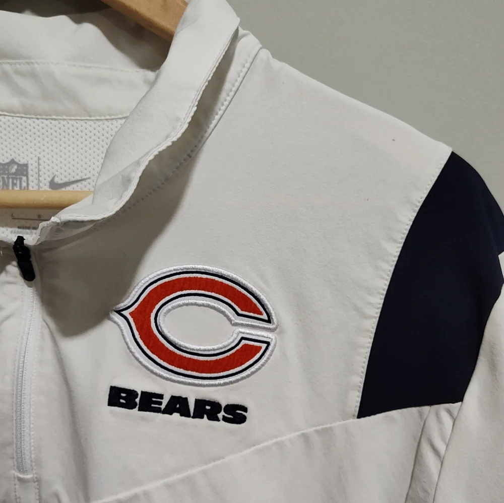 NFL Chicago Bears Nike Coaches Sideline L/S White 1/4 Zip Jacket Golf Men's Sz L